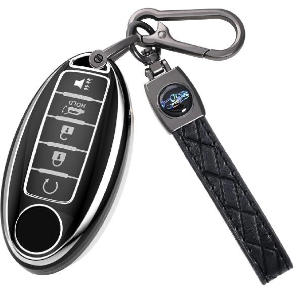 Key Fob Cover with Keychain for Nissan Altima Sentra Rogue Pathfinder Murano Armada Maxima (BLUE)