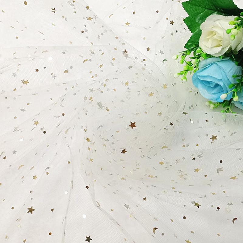 Țesătură Tulle Pre-Tăiată cu Lună Stelată pentru Buchete, Fuste de Masă și Rochii de Păpuși