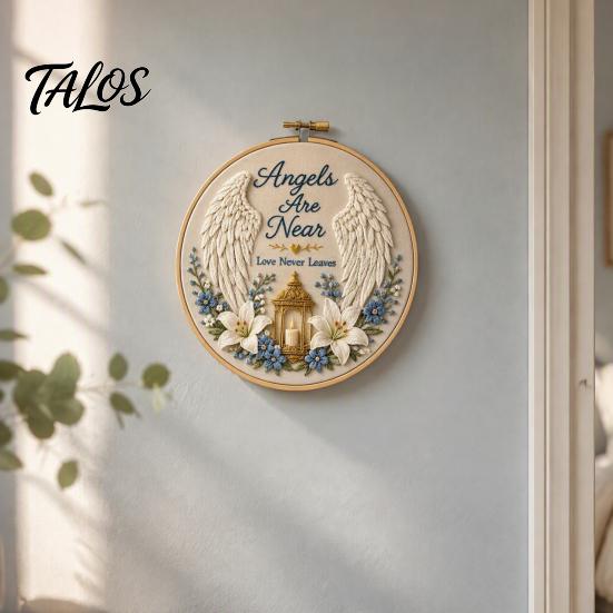 Custom Embroidery Hobby Memorial Kit for Beginners, Pre-Stamped Pattern Starter Needlepoint with Hoop, Threads, Needles Home Decor Gift Set
