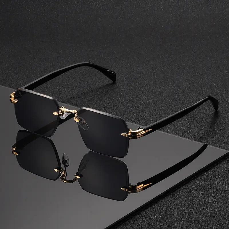 New Box Frameless Men's Sunglasses Metal Fashion Sunglasses Women's European and American UV Protection Advanced Sense