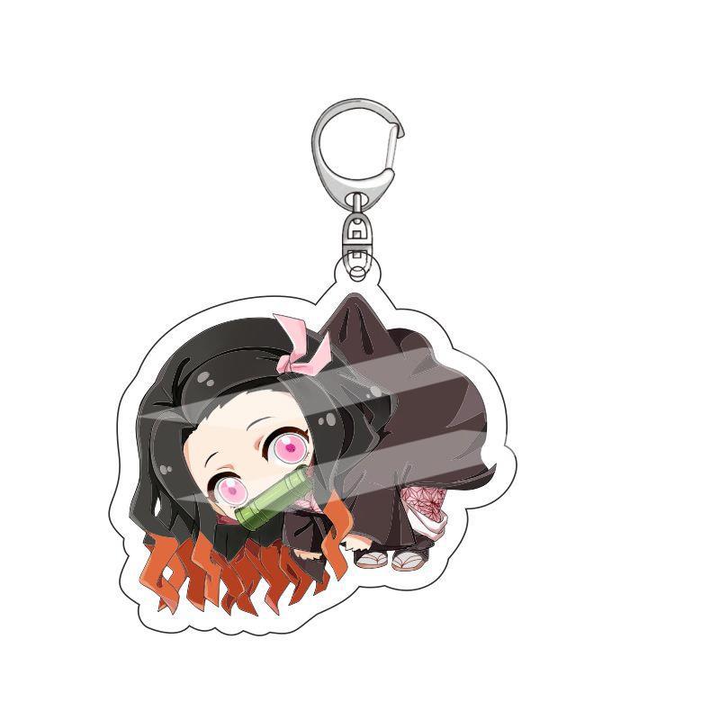 Anime Acrylic Keychain Pendant Demon Slayer Kimetsu No Yaiba Accessories Creative Ornament Hanging Charm Gift For Fans Cosplay Carry Mini Lightweight