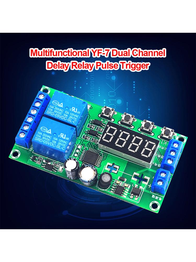 Relay Trigger Delay Board Module DIY YF-7 Multifunctional Dual-Channel Delay Relay Module Pulse Trigger Cycle Timer