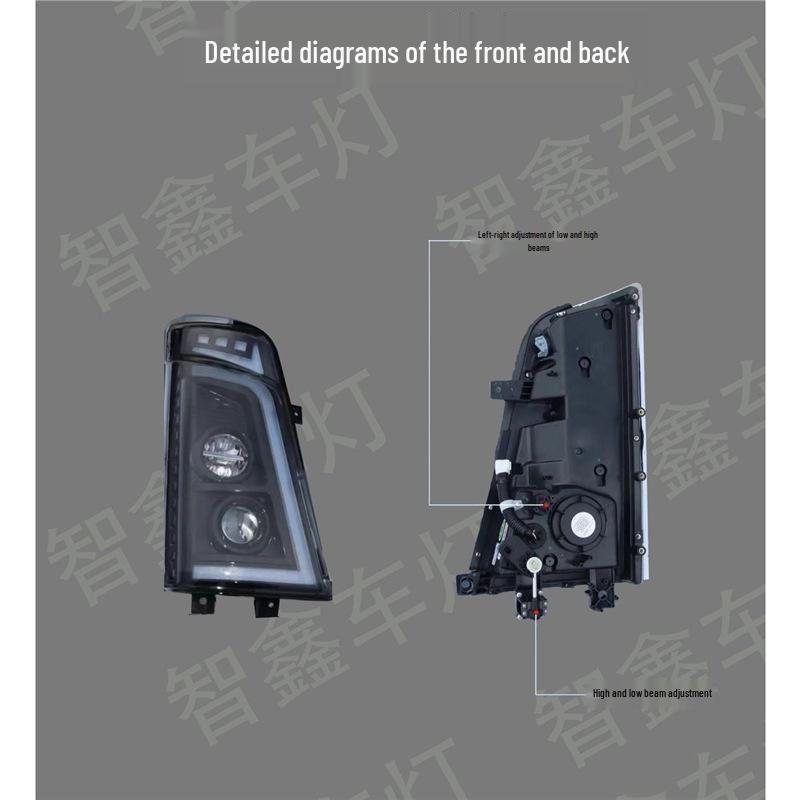 Compatible Front LED Headlights for Haowo Light Truck 18 Model Hanjiang Tongsai G5X - Transparent Original Style