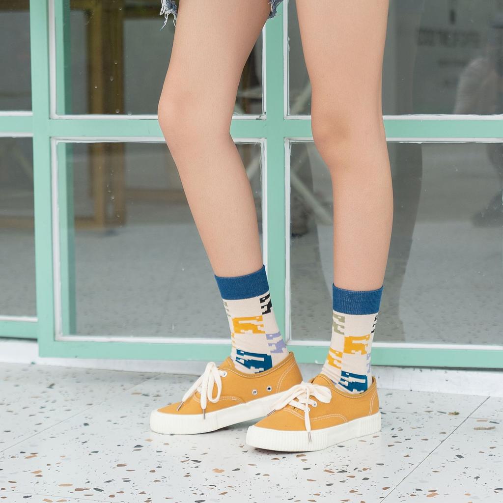 Summer Cotton Socks Trendy Socks Street Personality Illustrations Poached Eggs Harbor Jacquard Medium Tube Socks Socks Couple