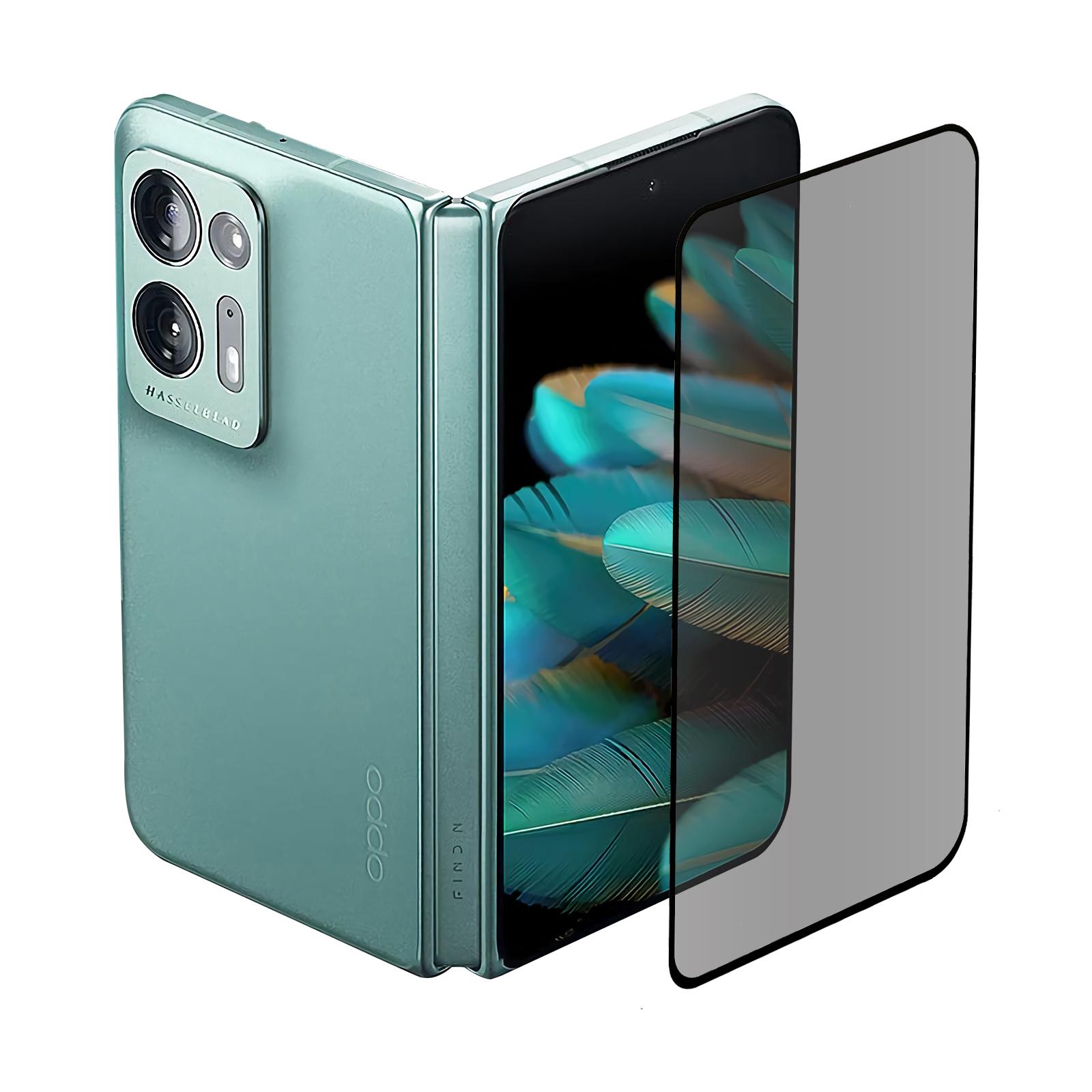 

Захисна плівка для екрана з захистом від шпигунства для Oppo Find N2 5G, повне покриття з шовкографією, загартоване скло з бічним клеєм Type A