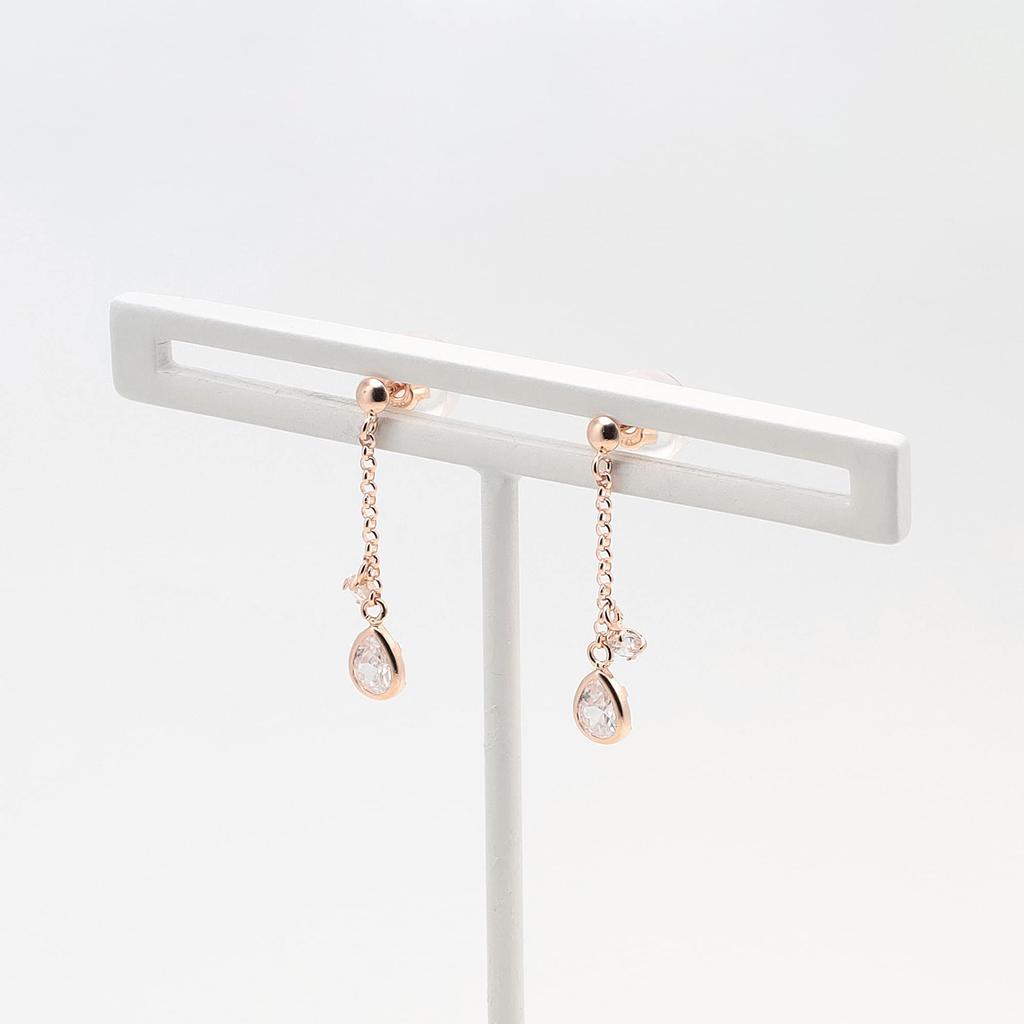 ESTELLE [Official] [Web Exclusive] Women's Earrings, 10K Pink Gold with Cubic Zirconia and Drop Motif, 0231-0400-0029-0000