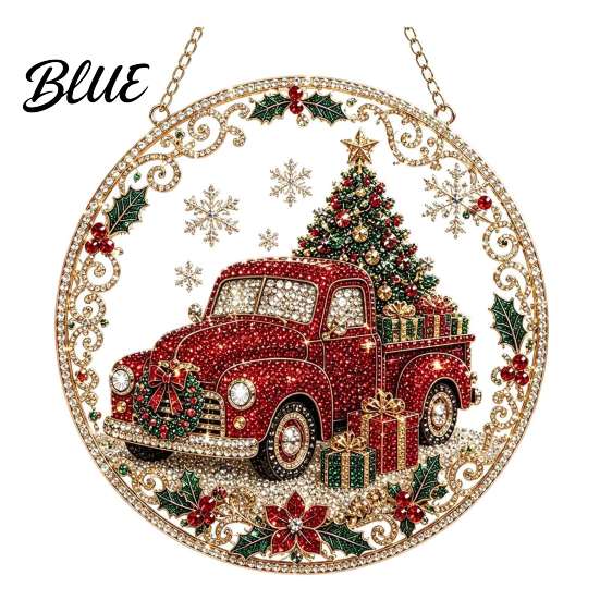 Reusable Christmas Decorations Hanging Diamond Art Ornament, 2D Acrylic Pearl Painting Window Pattern Suncatcher, Holiday Pendant for Wall Decor