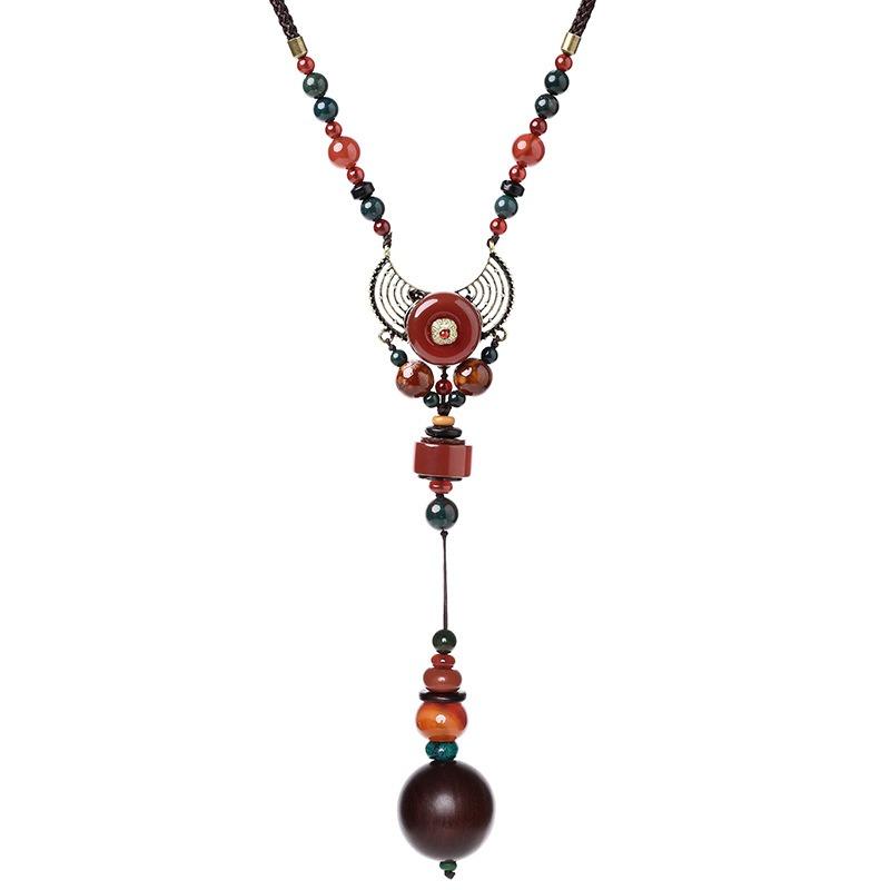 Retro Versatile Sweater Chain Long Ethnic Style Necklace Temperament Pendant Autumn and Winter Atmosphere Pendant Jewelry