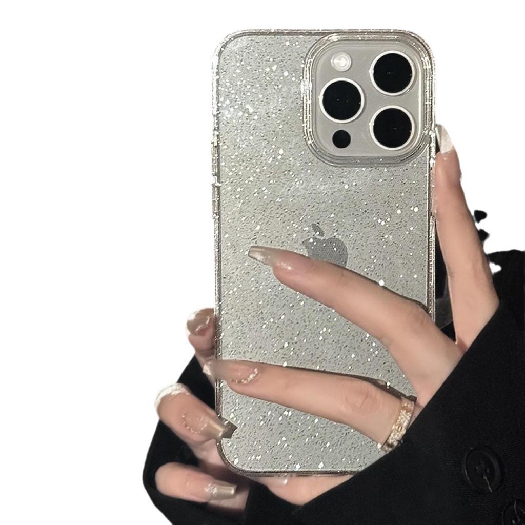 Transparent Fine Glitter iPhone 14 Pro Max Case - Suitable for iPhone 15, Soft Shell, Luxury Design