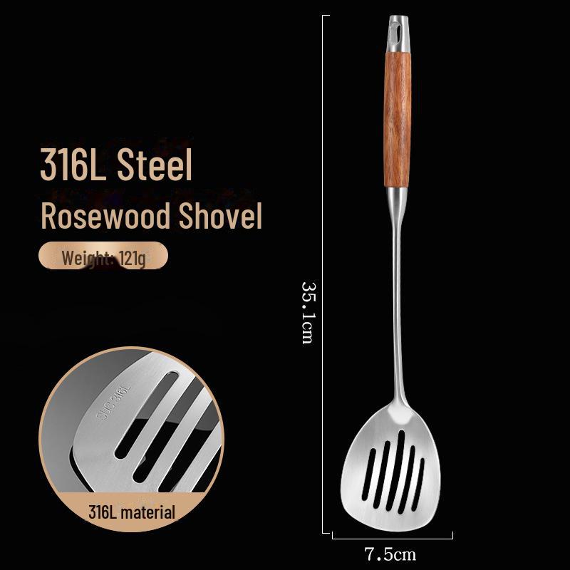 Mini Szpatułka Łyżka ze Stali Nierdzewnej z Rękojeścią z Drewna Różanego – Antypoślizgowe Przybory Kuchenne