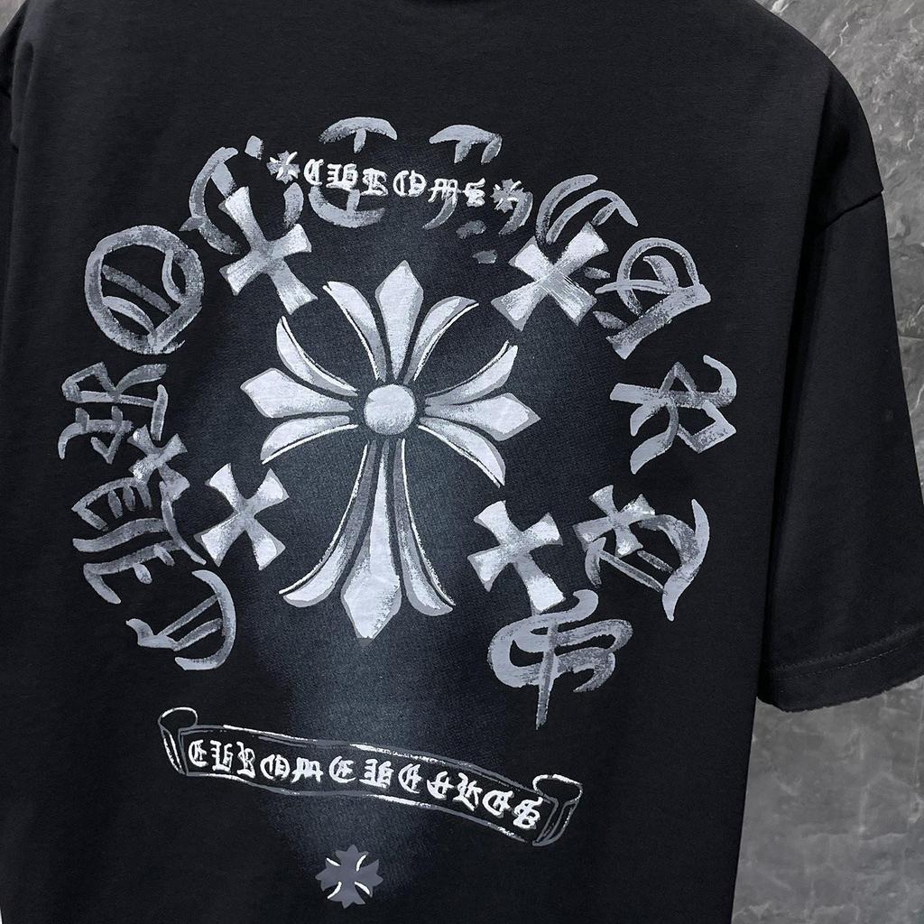 8931 CHROME HEARTS 2026 Summer New High Quality Cotton Round Neck Loose Large Size Men's and Women's T-shirt Couple T-shirt