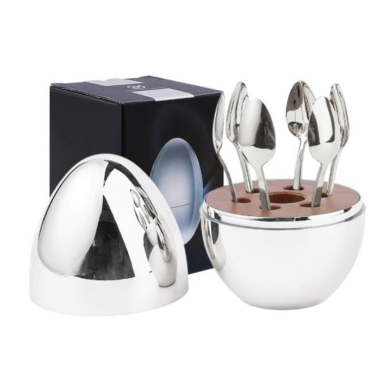 

1 компл., набор ложек, легкая роскошная ложка в форме яйца из нержавеющей стали, полка для посуды, комплект предметов для дома серебряный