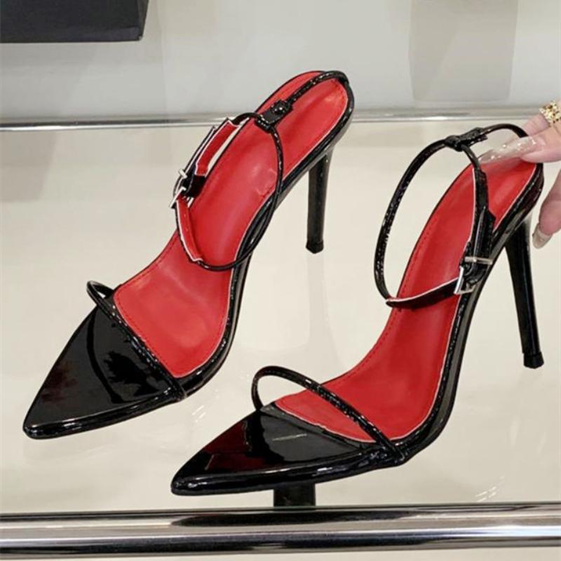 

Fashion High Quality Pointed Toe Ankle Strap Super High Heel Women Sandals Sexy Open Toe Buckle Slide Sandals Fashion Large Size Shoes 35 чёрный