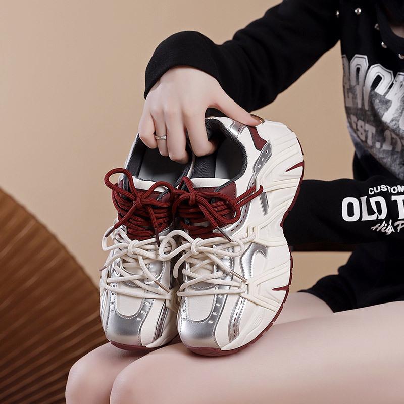 

Женские повседневные кроссовки на толстой платформе, дышащие нескользящие кроссовки для ходьбы, удобные спортивные туфли для папы, женские кроссовки для тенниса со шнуровкой и бега 40