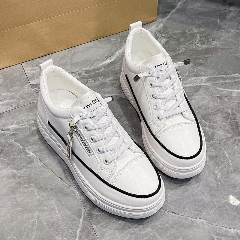 

Женские туфли с толстой подошвой, белые туфли, повседневная обувь, корейская версия спортивной и повседневной обуви со шнуровкой, модная 40 белый