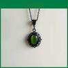 Gothic Vintage Black Pendant Necklace With Green Stone For Party Wear
