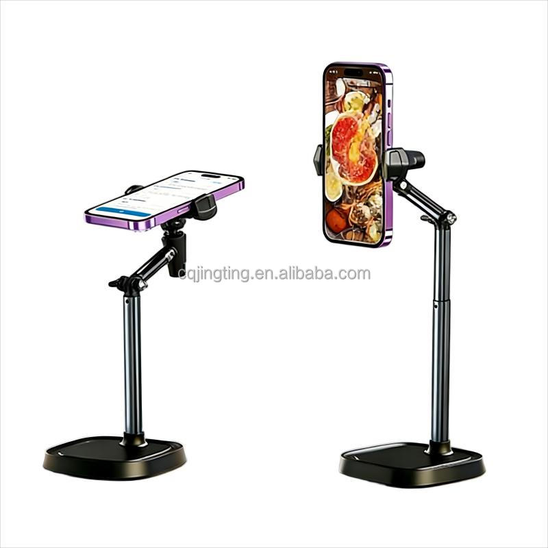 Adjustable 360° Metal Mobile Phone Stand Phone Holder for Live Streaming Adjustable Height and Telescopic Shooting Frame Automatic clip чёрный
