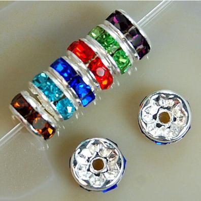 100 sztuk 4/6/8/10mm Metalowe Koraliki Kryształowe Cyrkonie Rondelle Koraliki Dystansowe Do Tworzenia Biżuterii Bransoletka Naszyjnik Akcesoria DIY