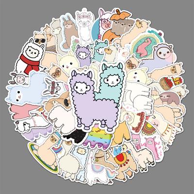 50 Cartoon Ins Style Cute Alpaca Creative Cute Suitcase Motorcycle Scooter Car Decoration Stickers