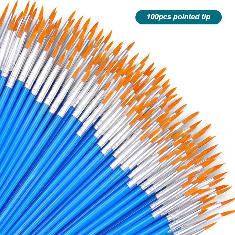 30/60/100/110Pcs Painting Brushes Set Art Round / Flat Brushs Nylon Hair Paint Brushes Pen For Oil Watercolor Art Supplies