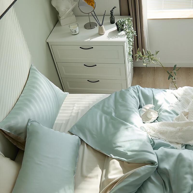 Li Lang Tencel Solid Two-Tone 4-Piece Bedding Set