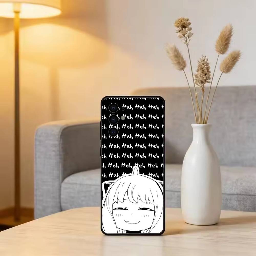 Cute Anya Forger Spy-Family Phone Case For Samsung S25,S24,S21,S22,S23,S30,Ultra,S20,Plus,Fe,Soft Silicone Black Cover