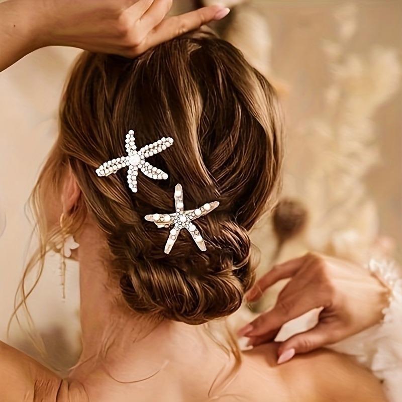 2pc Fashion Personalized Women Hair Clip Elegant Imitation Pearl Starfish Headwear Girls Wear Daily Party Jewelry Hair Accessory