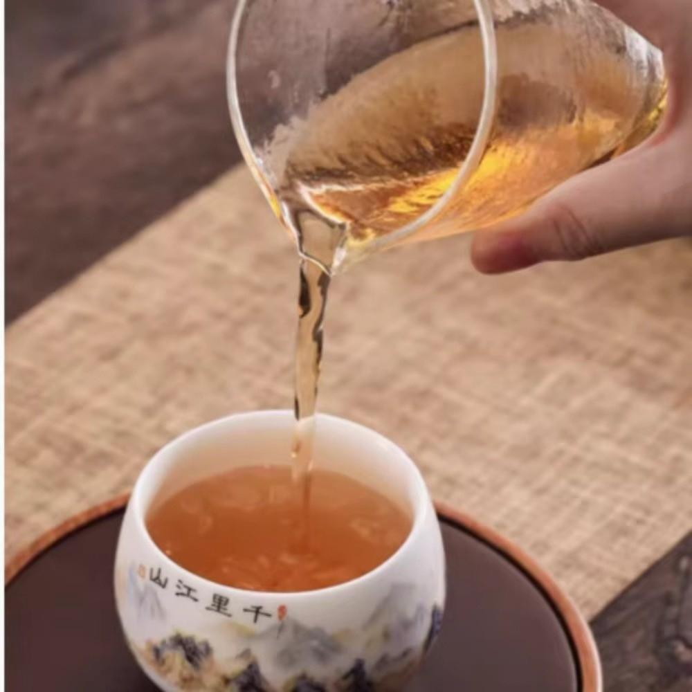 Tradition Landscape Painting Ceramic Teacup 180ml Exquisite Tea Cup Vintage White Porcelain Master Cup Zen Meditation