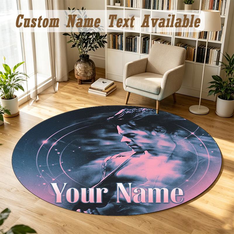 Round Rug Custom NameHarry Styles Pattern Non Slip Carpet Home Floor Decor