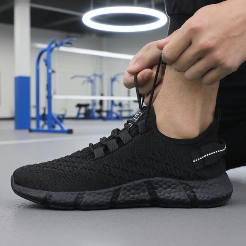 New Men'S Running Shoes Soft Soles Lightweight Innovative Design Sneakers Monochrome Mesh Breathable Fitness Leisure Men'S Shoes