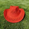 Cowboy Hat Red Hand-painted Summer Straw Hat Men and Women Cowboy Hat Outdoor Travel Sun Protection Beach Hat Sombrero Vaquero