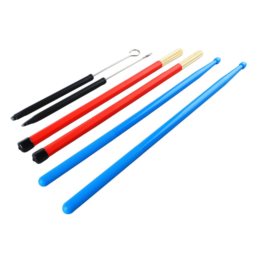 Drum Stick Nylon Portable Drumstick Accessory Set 2 Wire Brush 2 Wood Drum Rod with Storage Bag for Rock Band