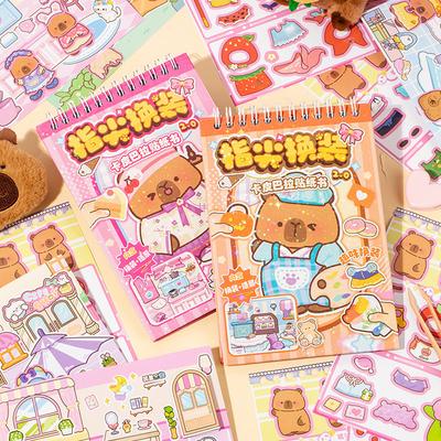 Cute Fun Children's Handbook Scene Scenery Quiet Book 18 Sheets Per Package Fingertip Dressing Sticker Decorative Stickers