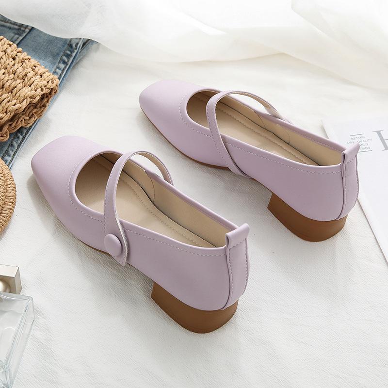 367-1 Versatile square head French single shoes 2025 autumn new super soft-soled women's shoes flat Mary Jane shoes
