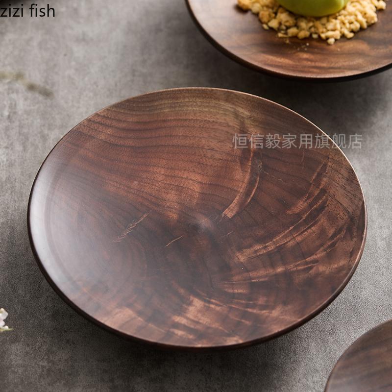 High Footed Fruit Plate Wooden Tea Tray Dried Fruit Snack Tray Dessert Plate Fruit Bowl Sushi Plates Cake Pan Dim Sum Dish