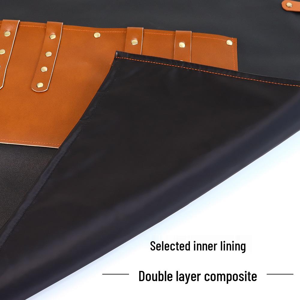 Retro-Style PU Leather Multi-Function Smock for BBQ, Gardening & Auto Repair