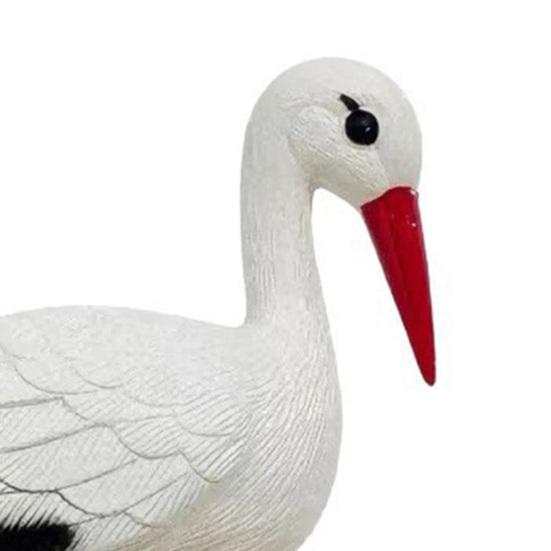 Garden White Bird Statue 23.6" Long Leg Standing Bird Sculpture Decorative Resin Ornament for Outdoor Pond Yard