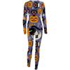 Women's Button-Down Halloween Print Functional Buttoned Flap Adults Jumpsuit