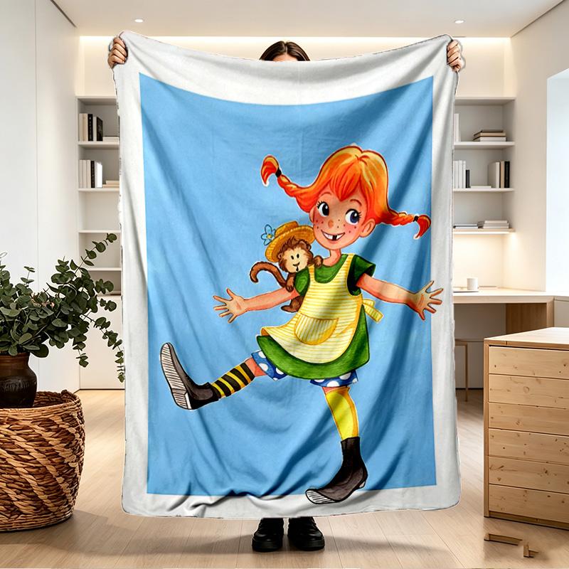 Pippi Longstocking Print Blanket - Soft & Comfortable, for Bedroom, Travel, Sofa, Home Decoration - Birthday Christmas Gift for Friend
