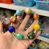 Tibetan Style Enamel Beaded Bracelet, Multicolor Vintage Gold-Plated Ethnic Jewelry,Handmade Enamel Charm Bracelet