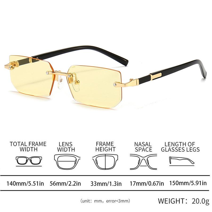 Luxury Rimless Business Rectangle Gradient Lens Unisex Fashion Sunglasses Women Men Fashion Colored lenses Metal Frame Glasses