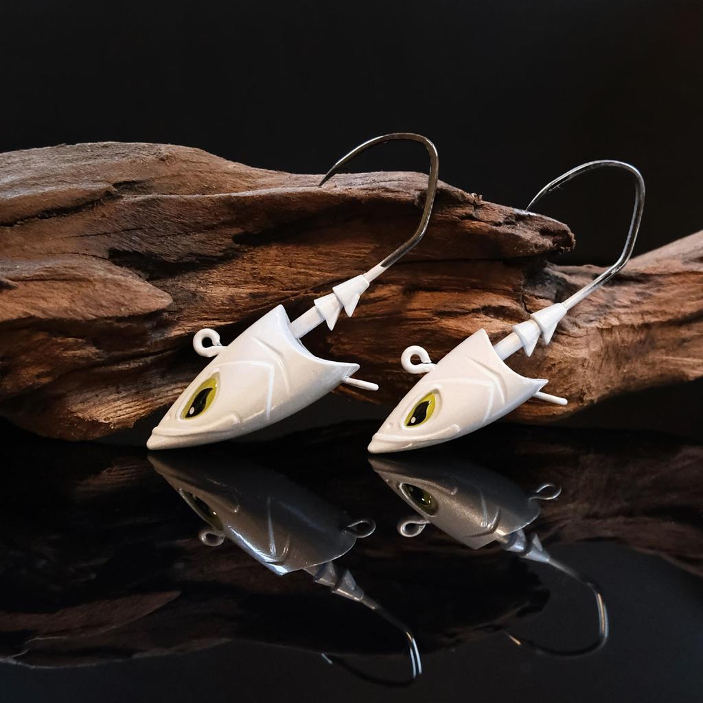 FINNECT Jig Head Pearl White 10 Pieces 28g 3D Eye