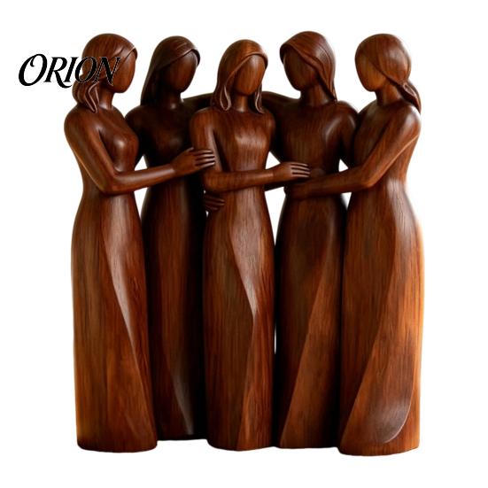 Meaningful Sisterhood Keepsakes Wooden Figurine, Handcrafted Friendship Sculpture for Living Room Fine Carved Statuettes Bedroom Tabletop Ornament,