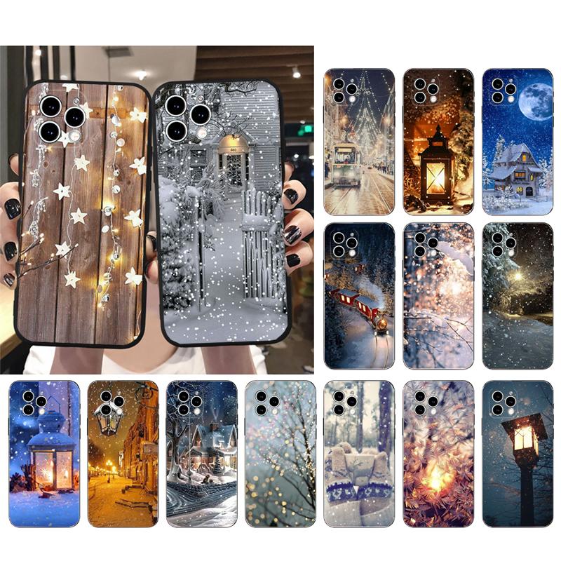 Winter Licht Schnee Kunst Handyhülle Cover Coque Für Iphone Xiaomi Mi Samsung Galaxy Redmi Note A S 11 12 13 14 15 22 23 24 5G Pro Plus Max Fe Ultra