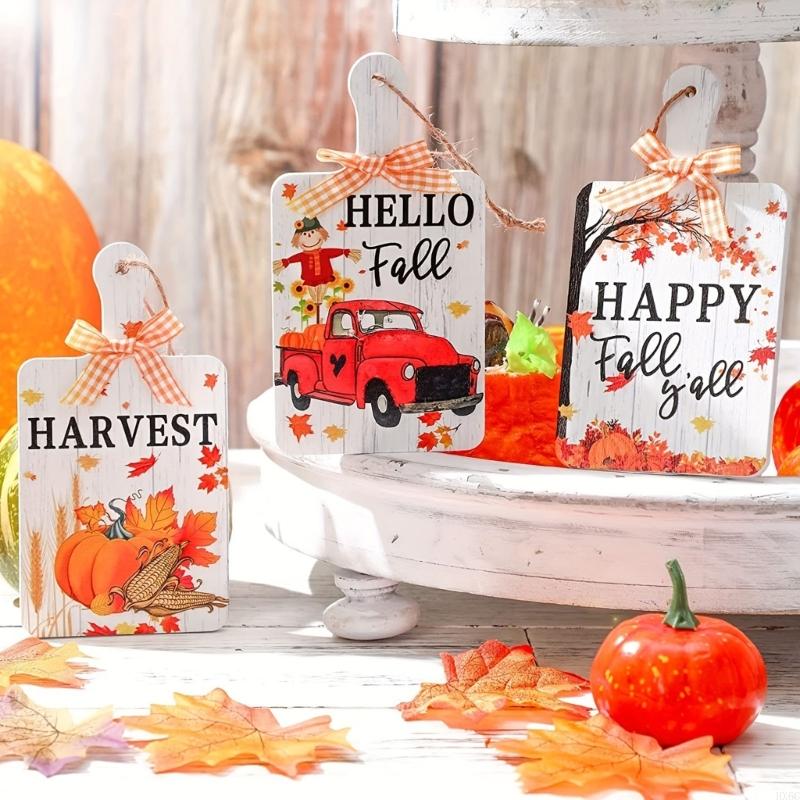 Handcrafted Thanksgiving Wooden Door Hanging Bucolic Home Decors Natural Wall Plaque for Seasonal Interior Display HX6C
