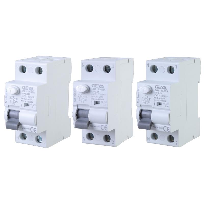 2P 63A Residual Current Circuit Breaker 2  Poles Din Rail Earth Leakage Current Breaker Safety Switches 30mA/100mA/300mA