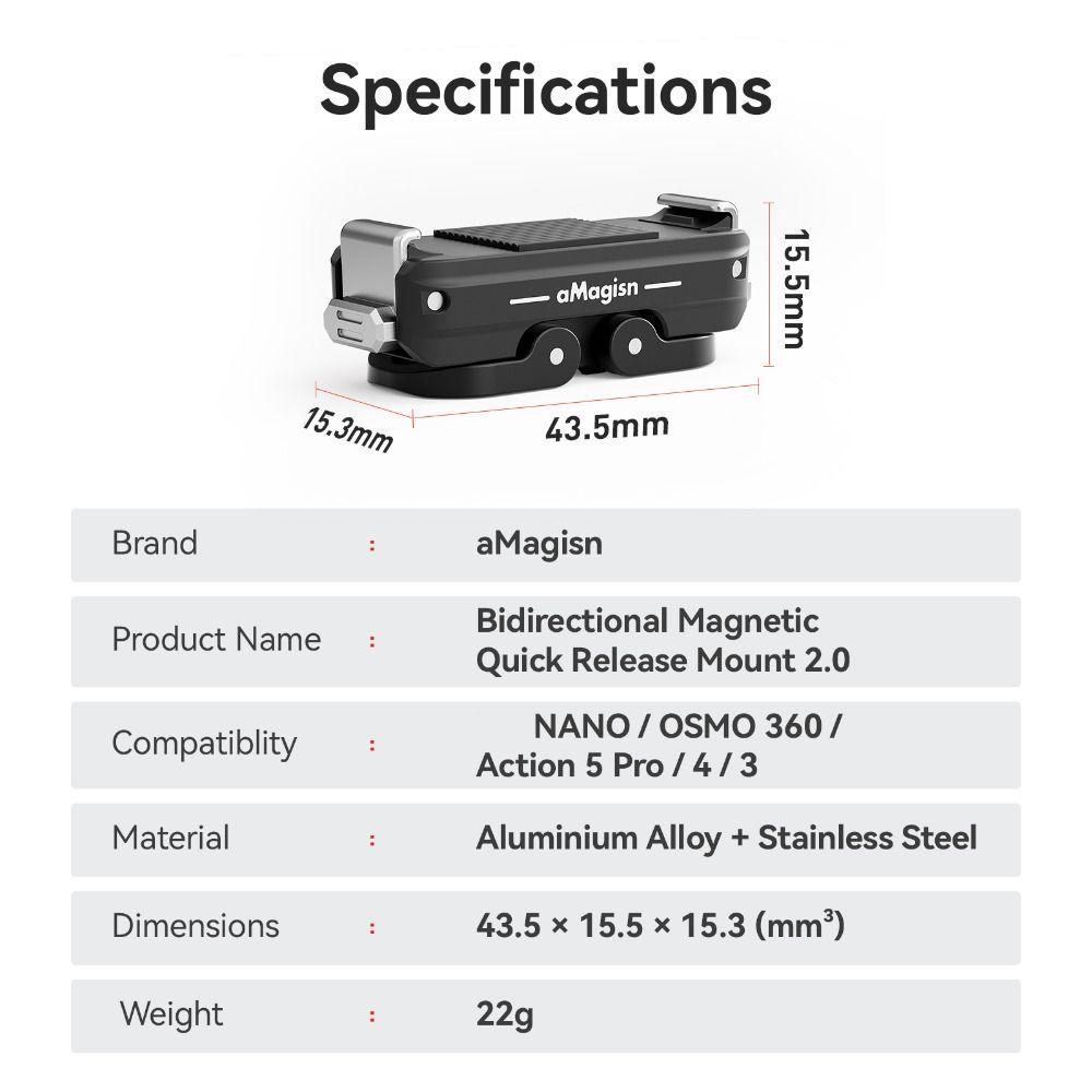 Foldable Magnetic Mount Adapter for DJI Osmo Nano/Osmo 360/Action 5Pro 4 3