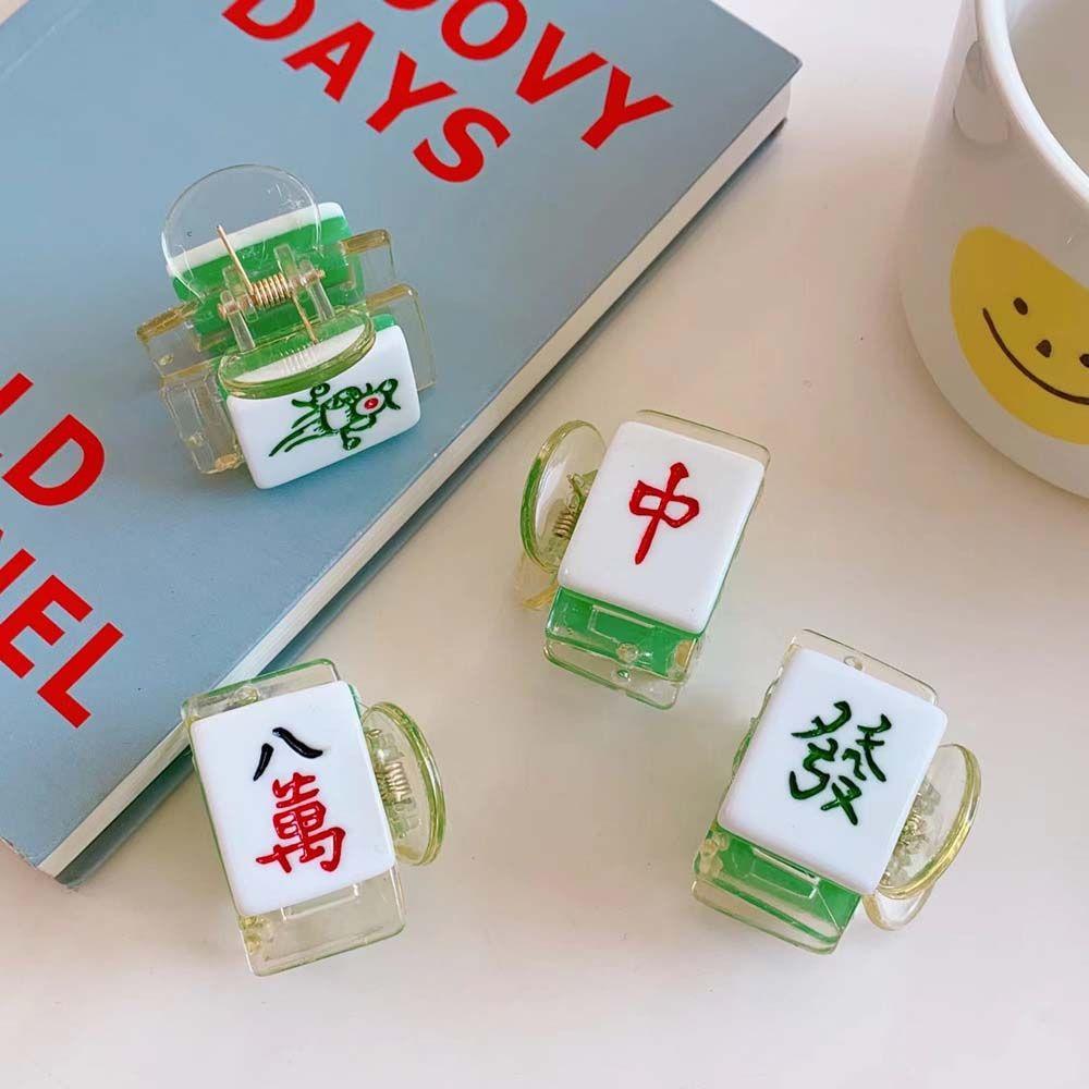 

Small Clip Resin Hair Accessories Mahjong Hair Claw Shark Clip Chinese Style Barrette Women Hairpin C