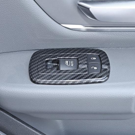 5x Interior Window Lift Switch Panel Cover Trim for Dodge Ram 2018+ Carbon Fiber
