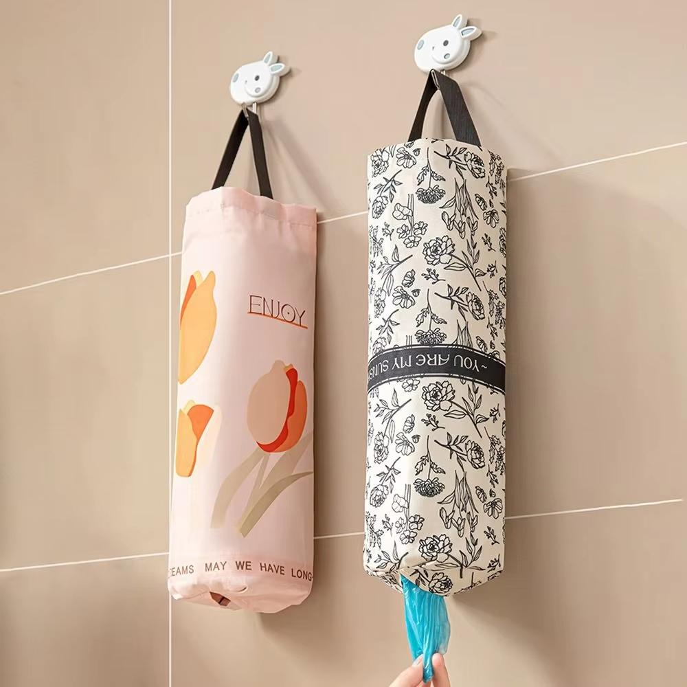 1/2pcs Multipurpose Garbage Bag Storage Dispenser Garbage Bag Organizer Cartoon Pattern Grocery Bag Holder Bottom Opening Tools